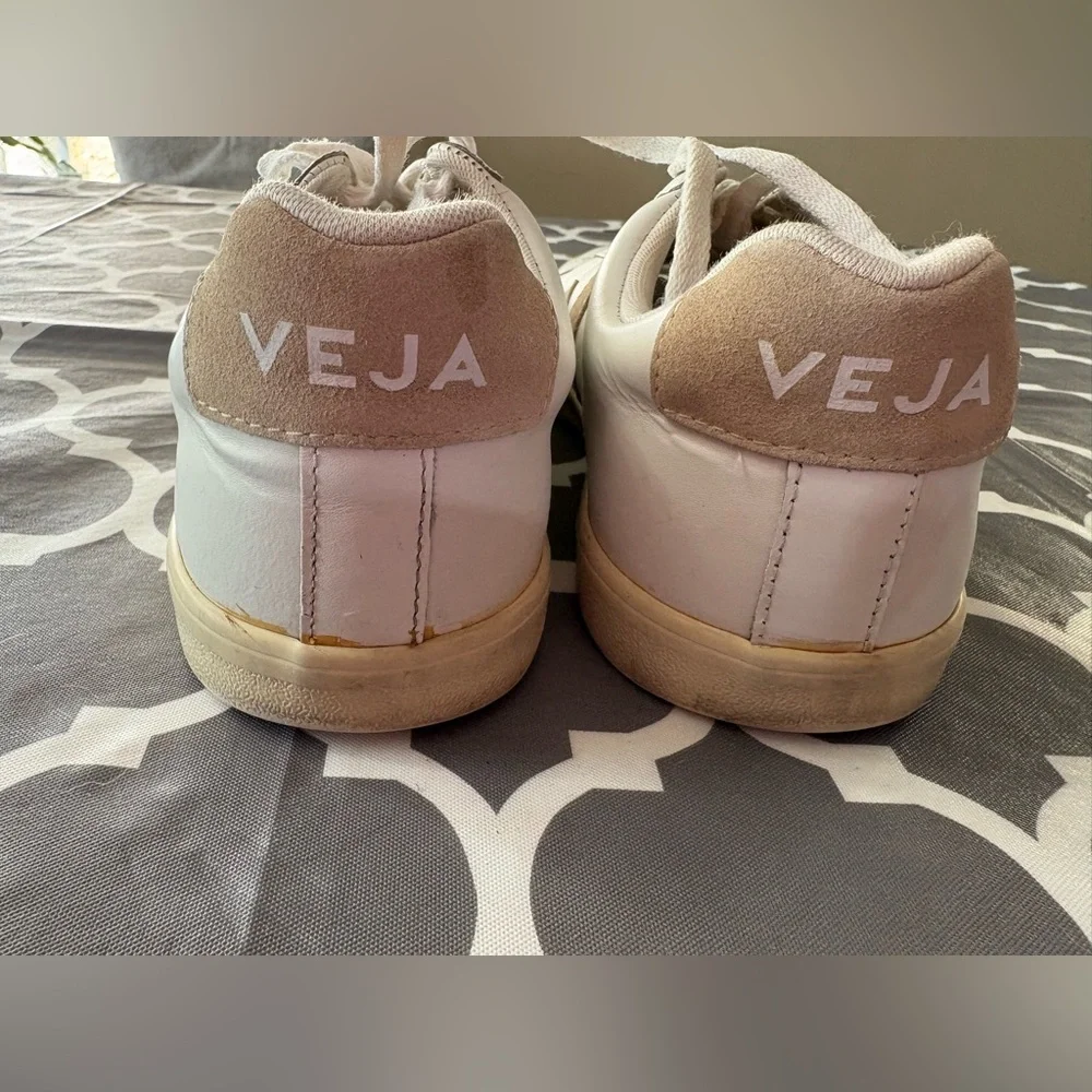 Veja Women’s White Sneakers with Beige Suede V Logo